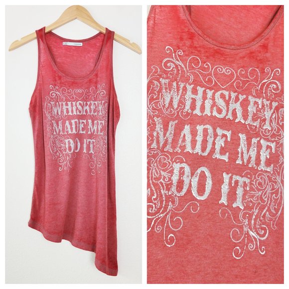 Maurices Tops - Maurices Whiskey Made Me Do It Asymmetrical Scoop Neck Graphic Tank Top
